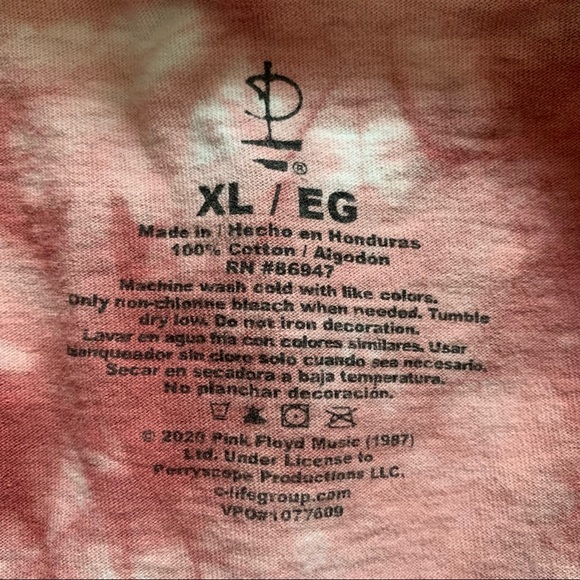 Pink Floyd Graphic Band Tee Dark Side of the Moon Pink Tie Dye Rainbow C… - Picture 5 of 8